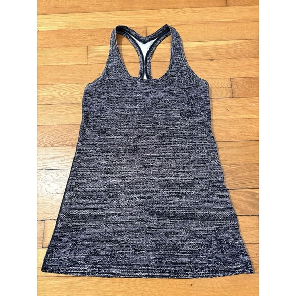 Lululemon Size 4 Cool Racerback II Tank Top White Black - Picture 2 of 4